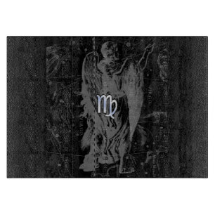 Chrome like Virgo Zodiac Sign on Hevelius in Black Cutting Board