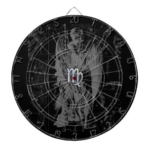 Chrome like Virgo Zodiac Sign on Hevelius in Black Dartboard