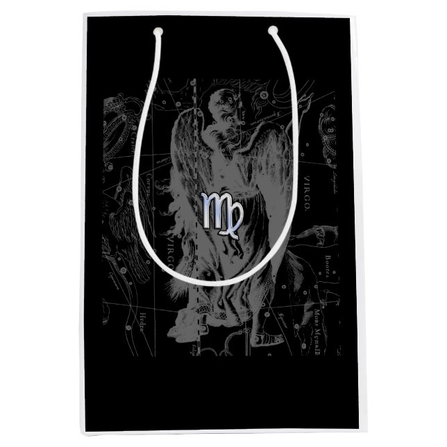 Chrome like Virgo Zodiac Sign on Hevelius Medium Gift Bag (Front)