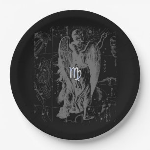 Chrome like Virgo Zodiac Sign on Hevelius Paper Plate