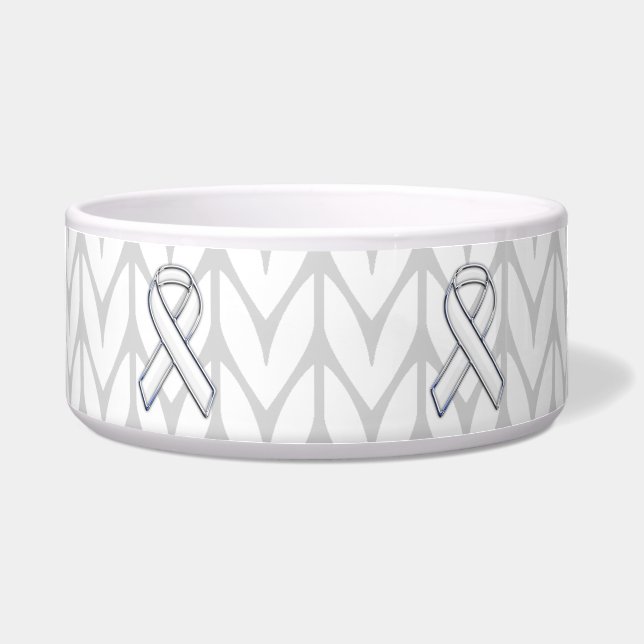 Chrome Like White Knit Ribbon Awareness Print (Front)