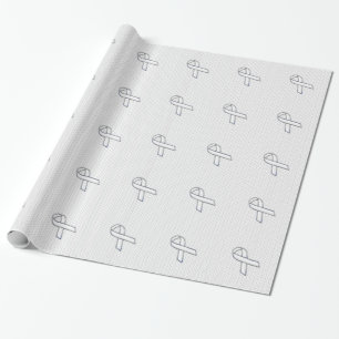 Chrome Like White Knit Ribbon Awareness Print Wrapping Paper