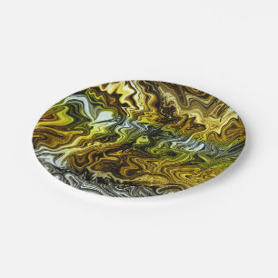 Chrome Liquid Metallic Gold Silver Cool Party Paper Plate