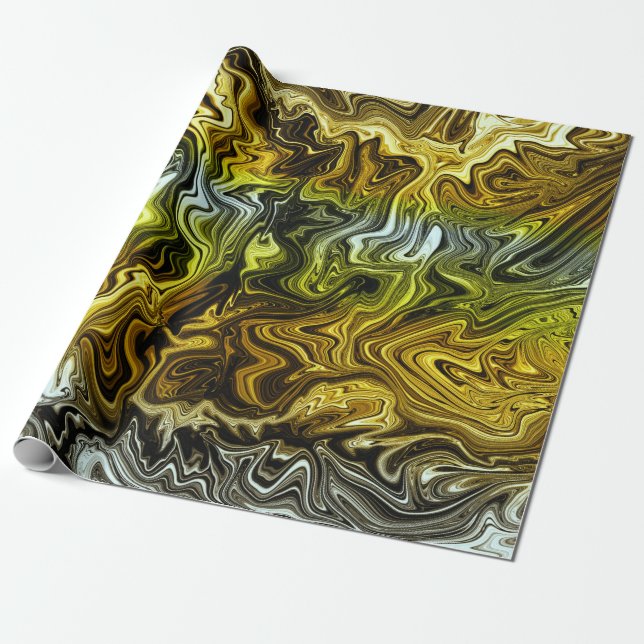 Chrome Liquid Metallic Gold Silver Cool Party Wrapping Paper (Unrolled)