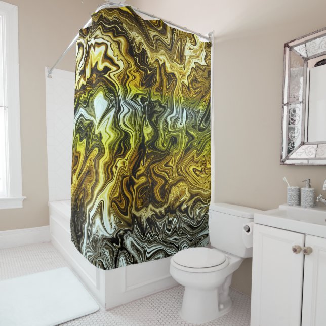 Chrome Liquid Metallic Gold Silver Cool Shower Curtain (In Situ)