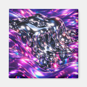Chrome Liquid Purple Abstract Magnet