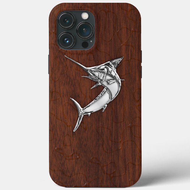 Chrome Marlin Fish on Wet Mahogany Print Case-Mate iPhone Case (Back)
