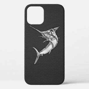 Chrome Marlin on Carbon Fibre iPhone 12 Case