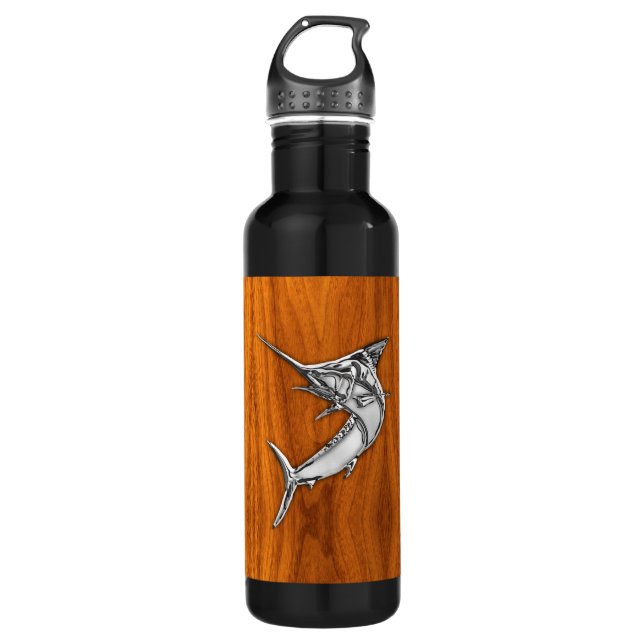 Chrome Marlin on Teak Wood 710 Ml Water Bottle (Front)