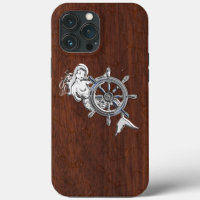 Chrome Mermaid on Wet Mahogany Print