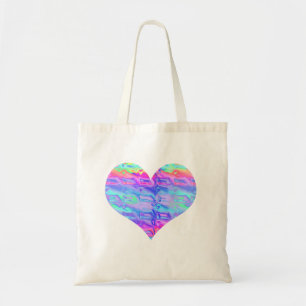 Chrome Metallic Neon Rainbow Heart Tote Bag