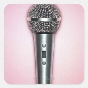 Chrome Microphone Square Sticker