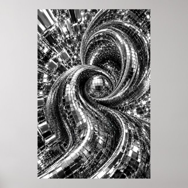 Chrome Mirror Mosaic Swirl Poster (Front)