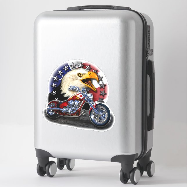 Chrome Motorcycle Chopper Patriotic Eagle USA Flag (Suitcase)