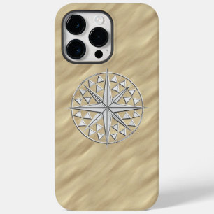 Chrome Nautical Compass on Sandy Beach Print iPhone Case