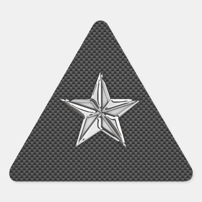 Chrome Nautical Star on Carbon Fibre Triangle Sticker (Front)