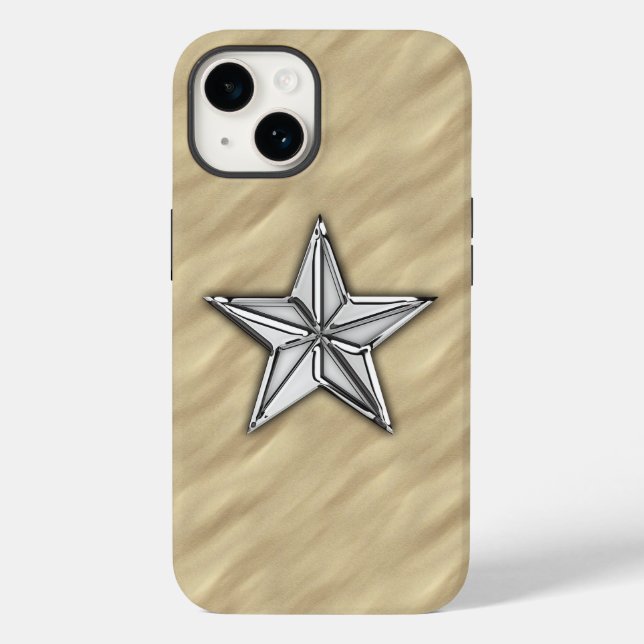 Chrome Nautical Star on Sandy Beach Print Case-Mate iPhone Case (Back)