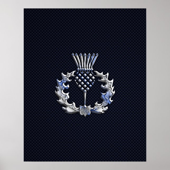 Chrome on Carbon Fibre Print Scottish Thistle (Front)