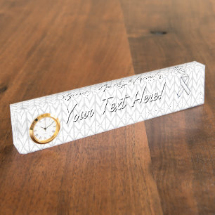 Chrome on White Chevrons Ribbon Awareness Print Nameplate