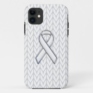Chrome on White Knitting Ribbon Awareness Print Case-Mate iPhone Case