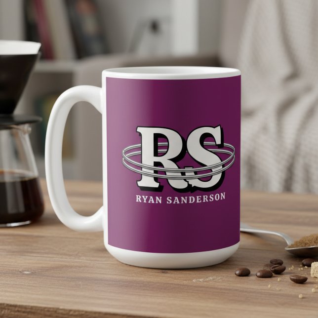 Chrome Orbit Monogram Initials Any Colour ID1331 Coffee Mug (Creator Uploaded)
