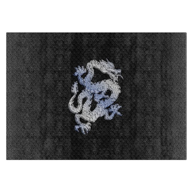 Chrome orient Style Dragon Black Snake Skin Print Cutting Board (Front)