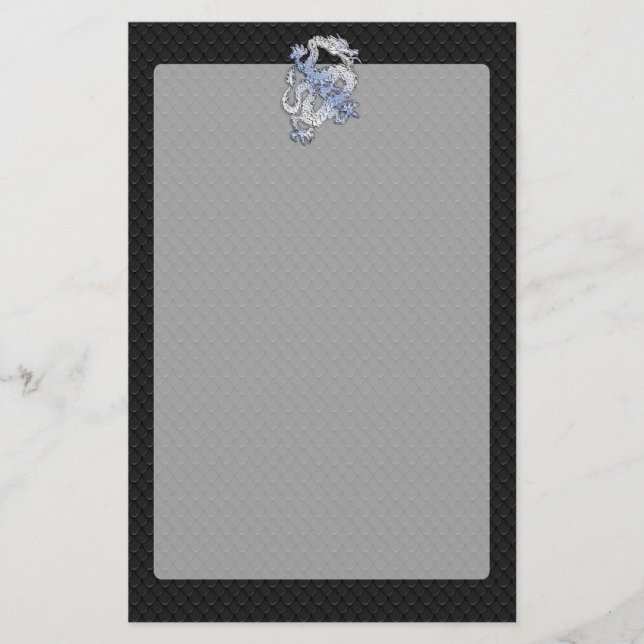 Chrome orient Style Dragon Black Snake Skin Print Stationery (Front)