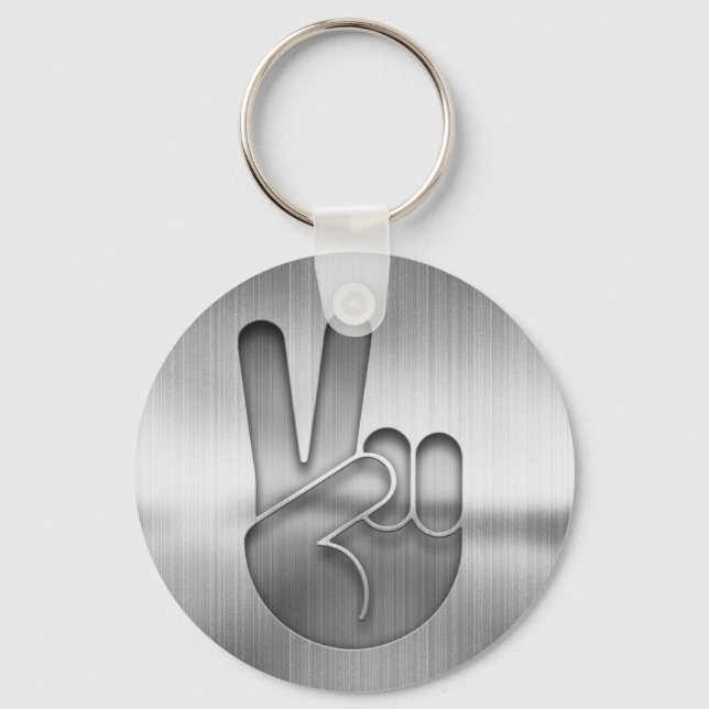 Chrome Peace Hand Key Ring (Front)