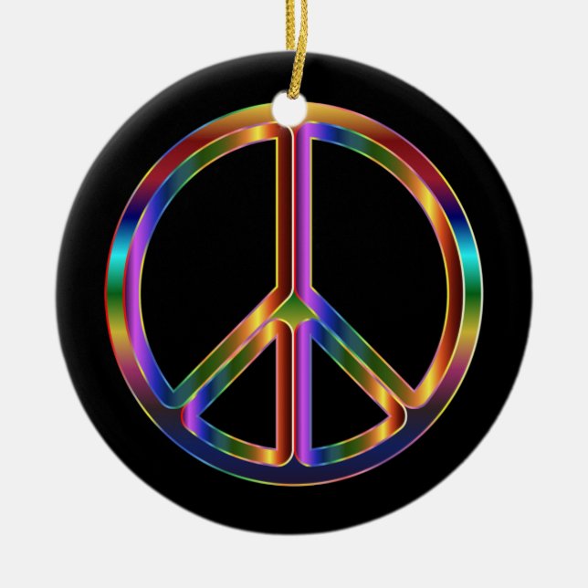 Chrome Peace Sign Ceramic Ornament (Front)