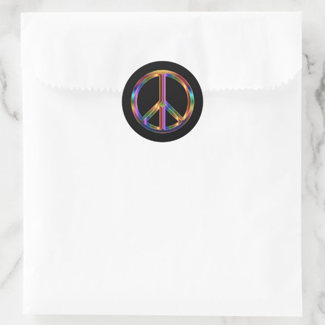 Chrome Peace Sign Classic Round Sticker (Bag)