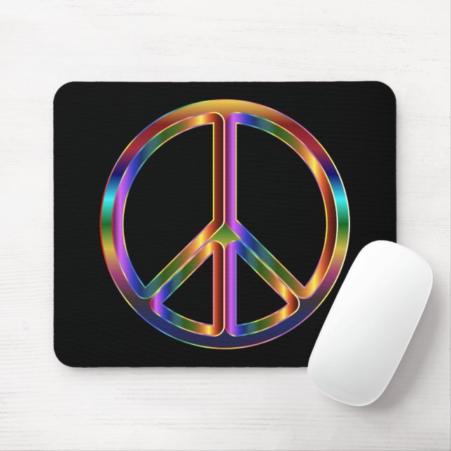 Chrome Peace Sign Mouse Pad (With Mouse)