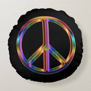 Chrome Peace Sign Round Cushion