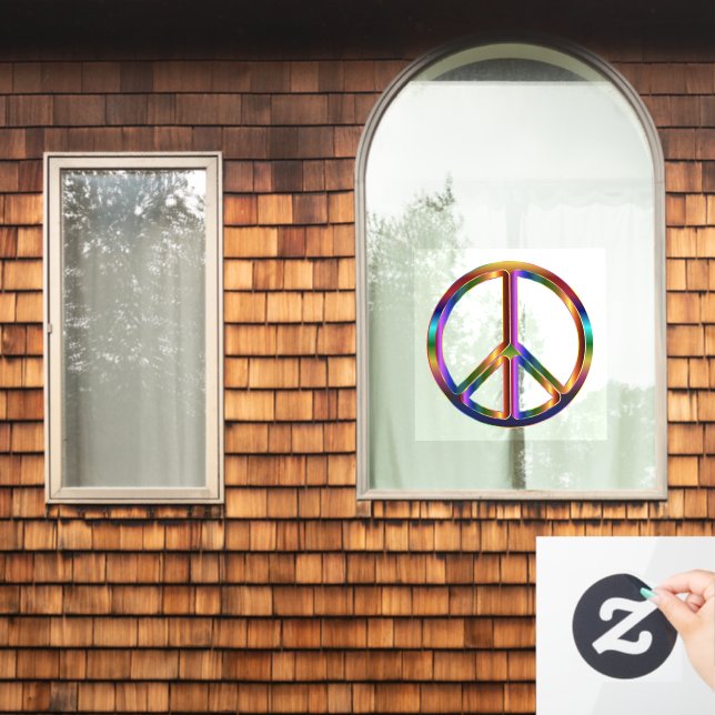 Chrome Peace Sign Window Cling (Home Window)