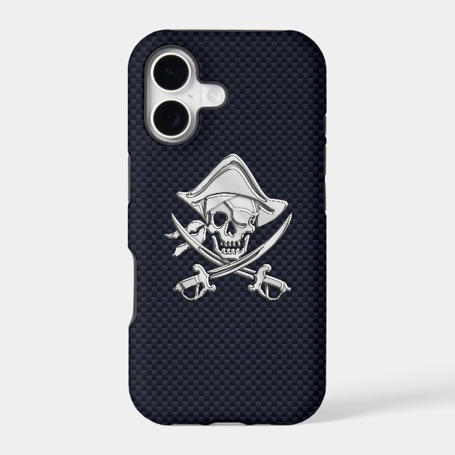Chrome Pirate Crossbones on Carbon Fiber (Back)