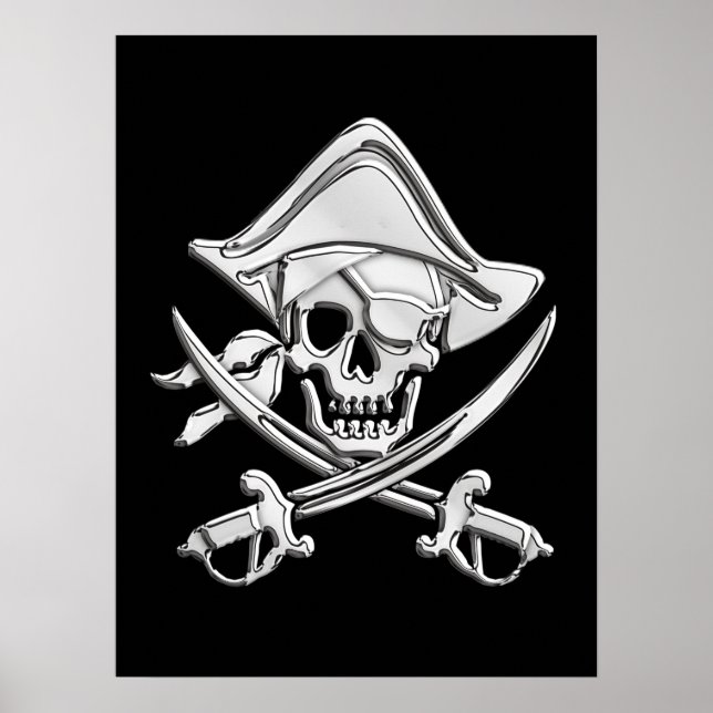 Chrome Pirate Skull Poster (Front)
