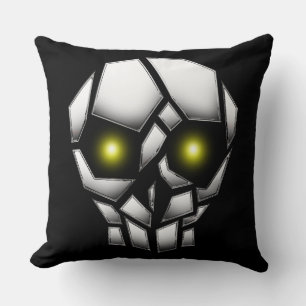 Chrome Plated Skull with Glowing Eyes Cushion