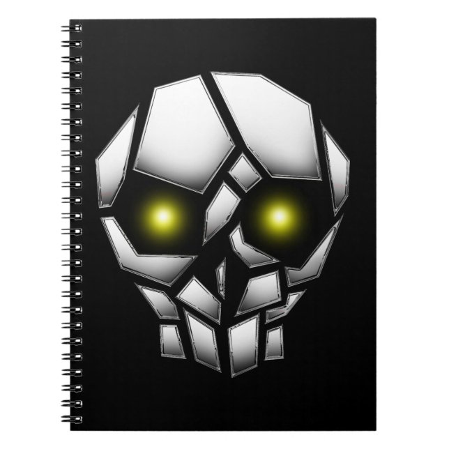 Chrome Plated Skull with Glowing Eyes Notebook (Front)
