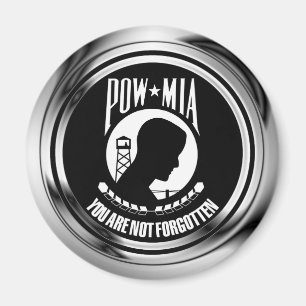CHROME POW MIA MAGNET