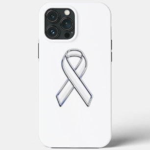 Chrome Print Belted White Ribbon Awareness iPhone 13 Pro Max Case