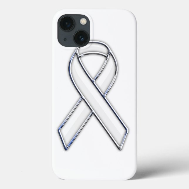 Chrome Print Belted White Ribbon Awareness Case-Mate iPhone Case (Back)
