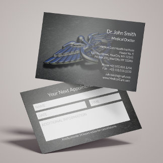 Chrome Professional Caduceus Medical /w Notes Box Appointment Card
