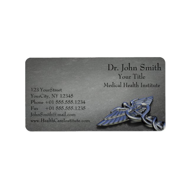 Chrome Professional Medical Caduceus Address Label (Front)