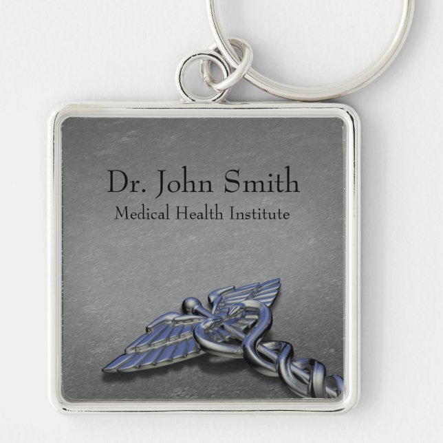 Chrome Professional Medical Caduceus - Keychain (Front)