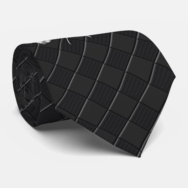 Chrome Racing Flags on Fine Leather style Tie (Rolled)
