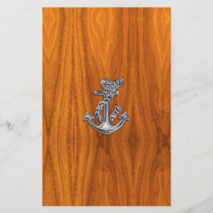 Chrome Rope Anchor on Teak Veneer Stationery