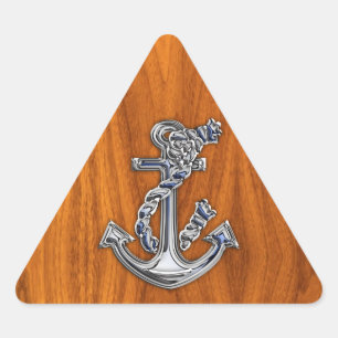 Chrome Rope Anchor on Teak Veneer Triangle Sticker
