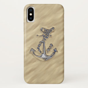 Chrome Rope Anchor on the Beach Decor iPhone X Case