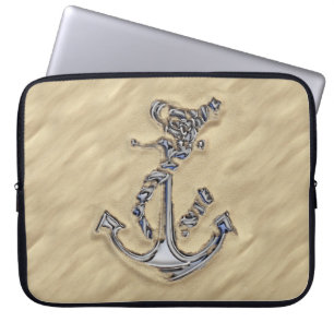 Chrome Rope Anchor on the Beach Laptop Sleeve