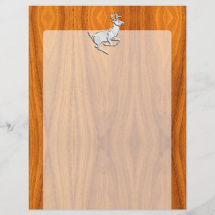 Chrome Running Deer on Fine Teak Print