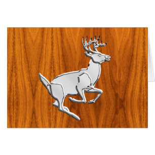 Chrome Running Deer on Fine Teak Print